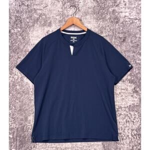Rhone Shirt Large Mens Blue Notch Collar Athletic Short Sleeve